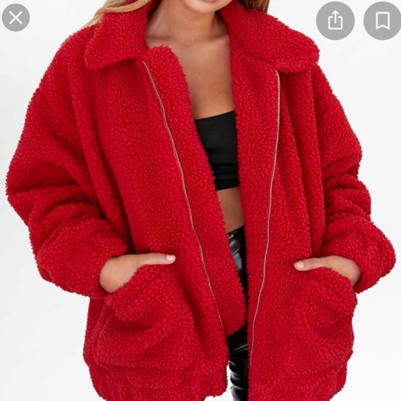 I.AM.GIA. red teddy coat - Picture 4 of 4